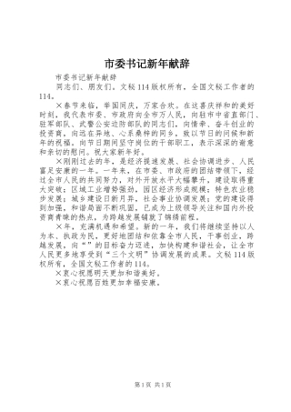 2024年市委书记新年献辞