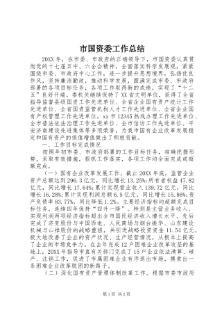 2024年市国资委工作总结