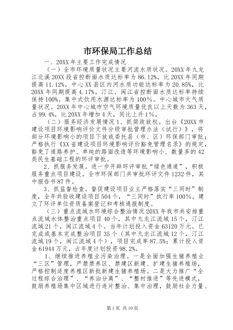 2024年市环保局工作总结_第1页