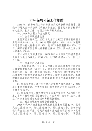 2024年市环保局环保工作总结