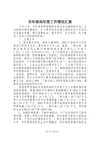 2024年市环保局年度工作情况汇报