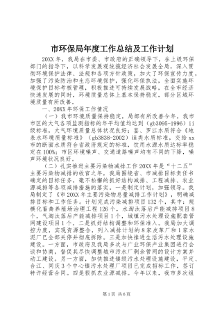 2024年市环保局年度工作总结及工作计划