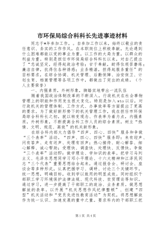 2024年市环保局综合科科长先进事迹材料