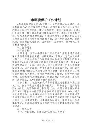 2024年市环境保护工作计划