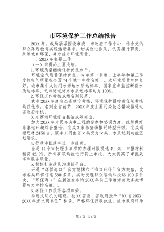 2024年市环境保护工作总结报告