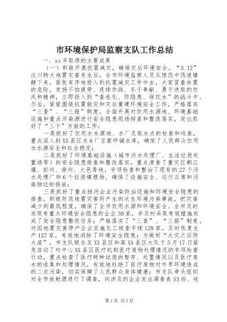 2024年市环境保护局监察支队工作总结