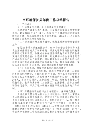 2024年市环境保护局年度工作总结报告