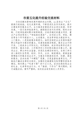 2024年市委五化提升经验交流材料