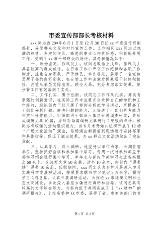 2024年市委宣传部部长考核材料