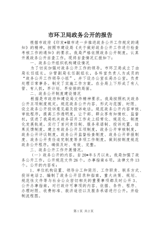 2024年市环卫局政务公开的报告