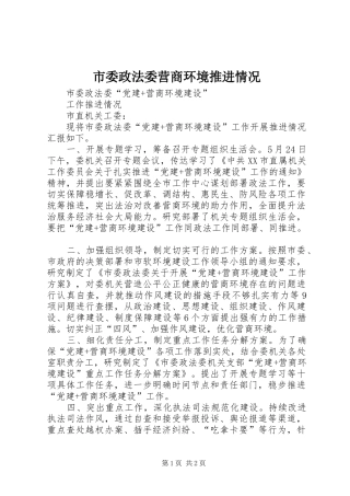 2024年市委政法委营商环境推进情况
