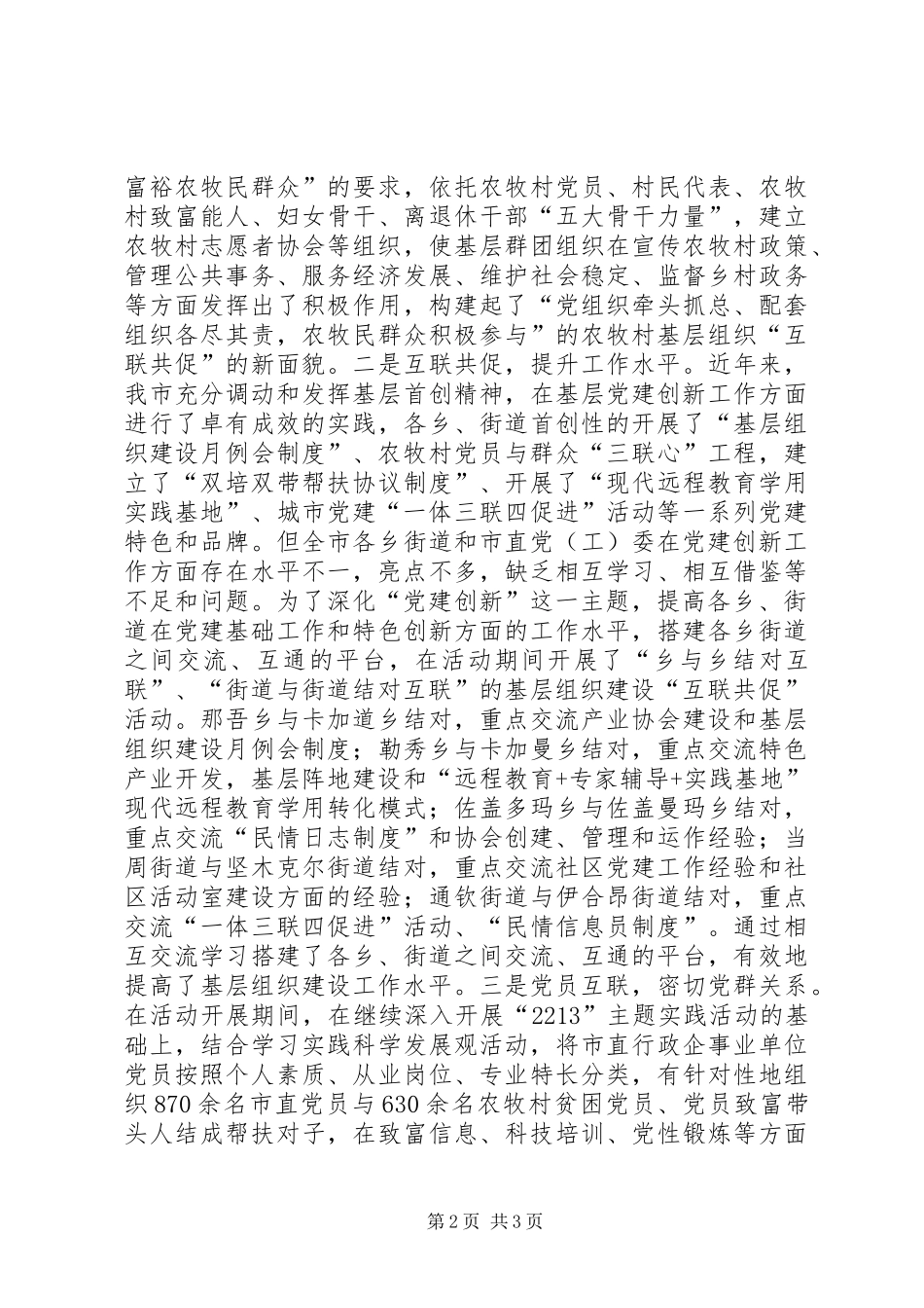 2024年市基层组织建设城乡互联共建活动典型材料_第2页