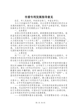 2024年市委专利发展指导意见