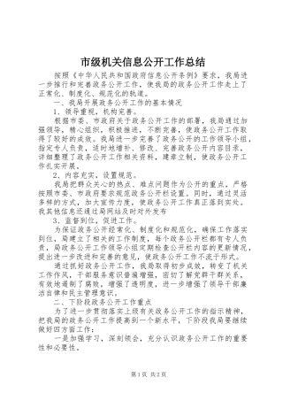 2024年市级机关信息公开工作总结