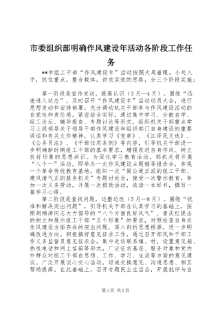 2024年市委组织部明确作风建设年活动各阶段工作任务