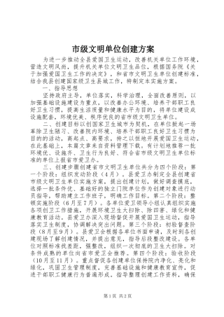 2024年市级文明单位创建方案