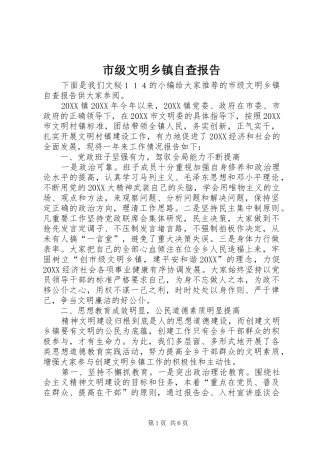 2024年市级文明乡镇自查报告