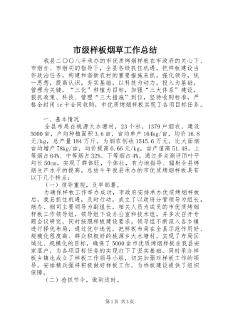 2024年市级样板烟草工作总结