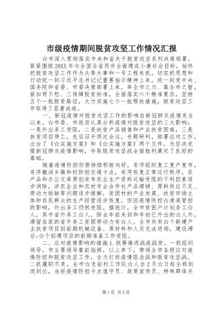 2024年市级疫情期间脱贫攻坚工作情况汇报