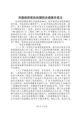 2024年市级政府依法治国的自查报告范文