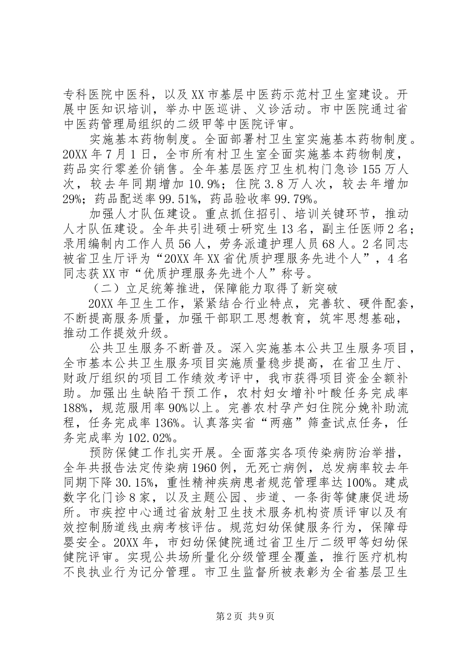 2024年市卫生工作年度总结及计划_第2页