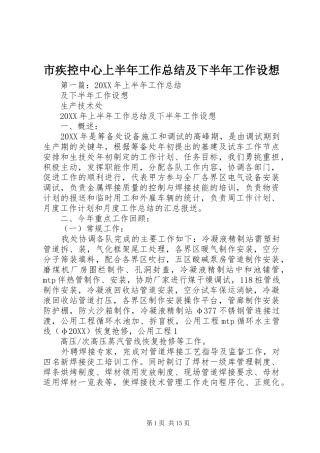 2024年市疾控中心上半年工作总结及下半年工作设想