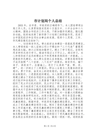 2024年市计划局个人总结