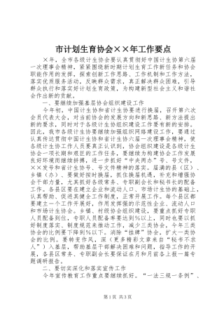 2024年市计划生育协会年工作要点