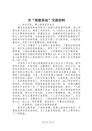 2024年市效能革命交流材料