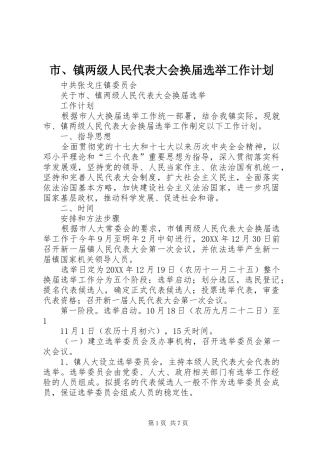 2024年市镇两级人民代表大会换届选举工作计划