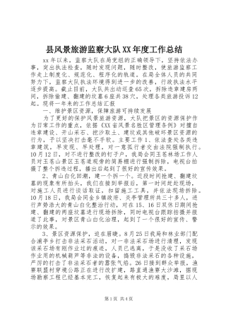 2024年县风景旅游监察大队年度工作总结