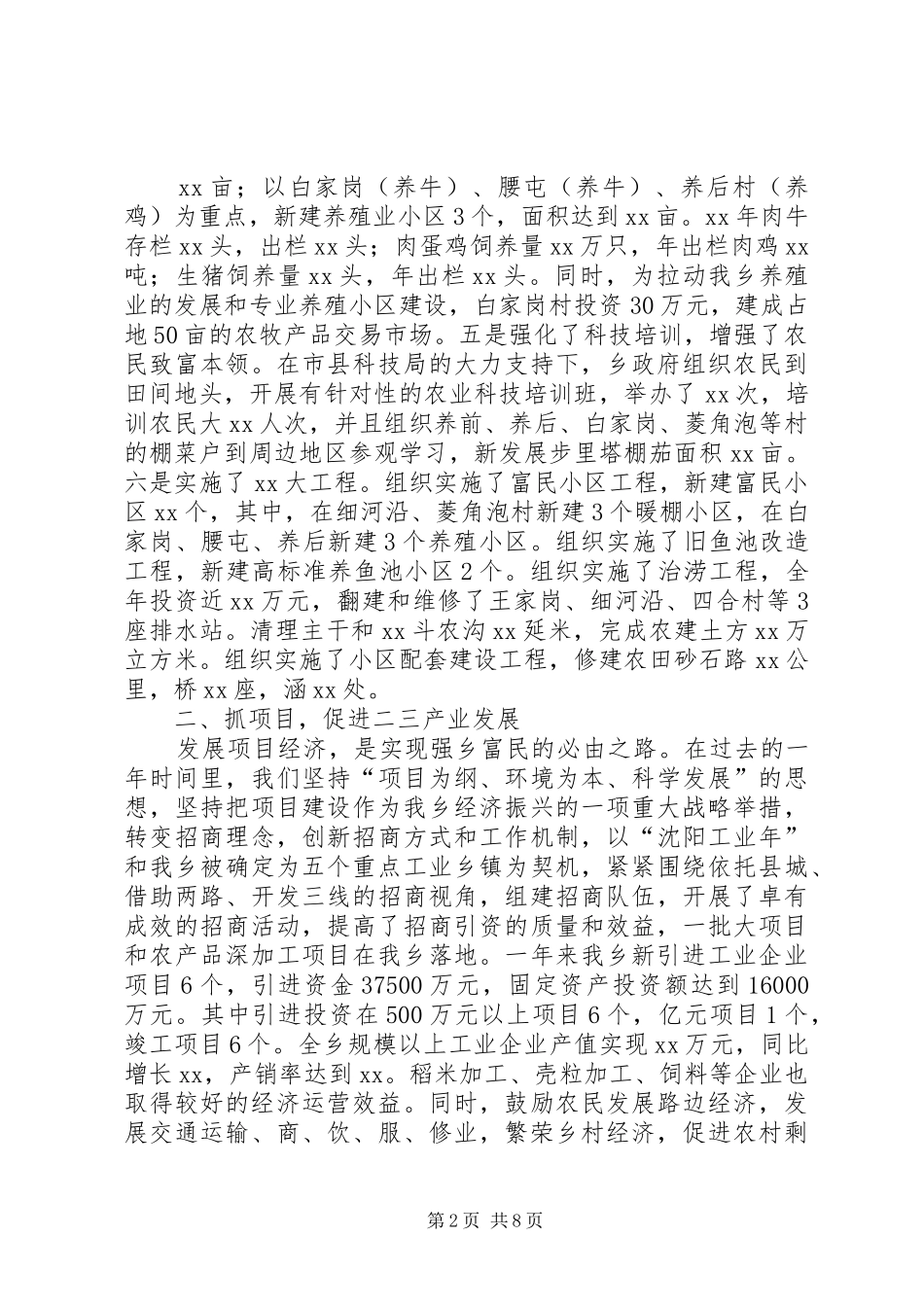 2024年乡工作总结_第2页