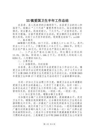 2024年镇爱国卫生半年工作总结