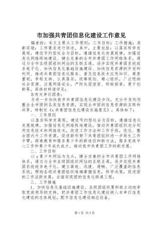 2024年市加强共青团信息化建设工作意见