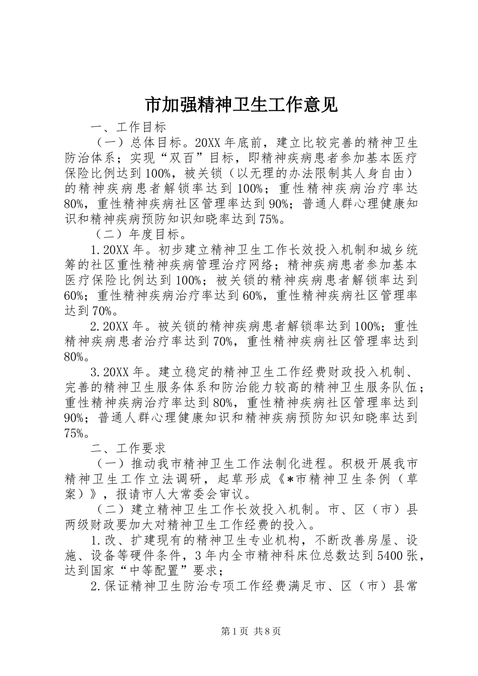 2024年市加强精神卫生工作意见_第1页