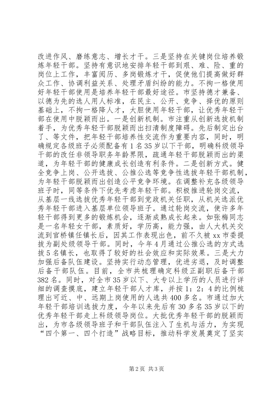 2024年市加强年轻干部队伍建设经验交流材料_第2页