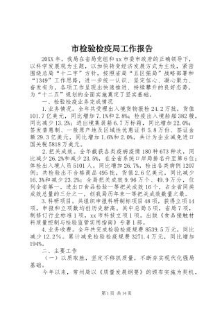 2024年市检验检疫局工作报告