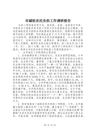 2024年市减轻农民负担工作调研报告