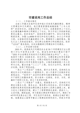 2024年市建设局工作总结