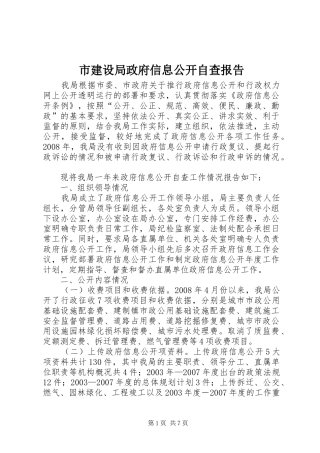 2024年市建设局政府信息公开自查报告