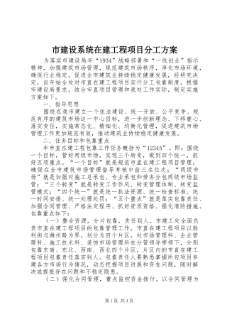 2024年市建设系统在建工程项目分工方案