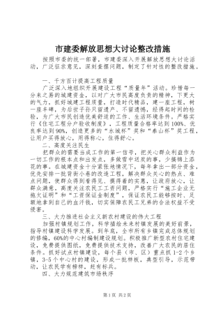 2024年市建委解放思想大讨论整改措施