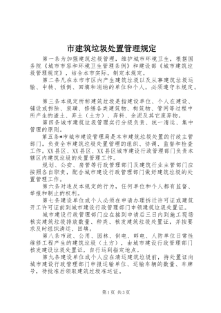 2024年市建筑垃圾处置管理规定