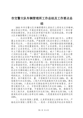 2024年市交警大队车辆管理所工作总结及工作要点总结