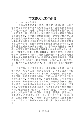 2024年市交警大队工作报告