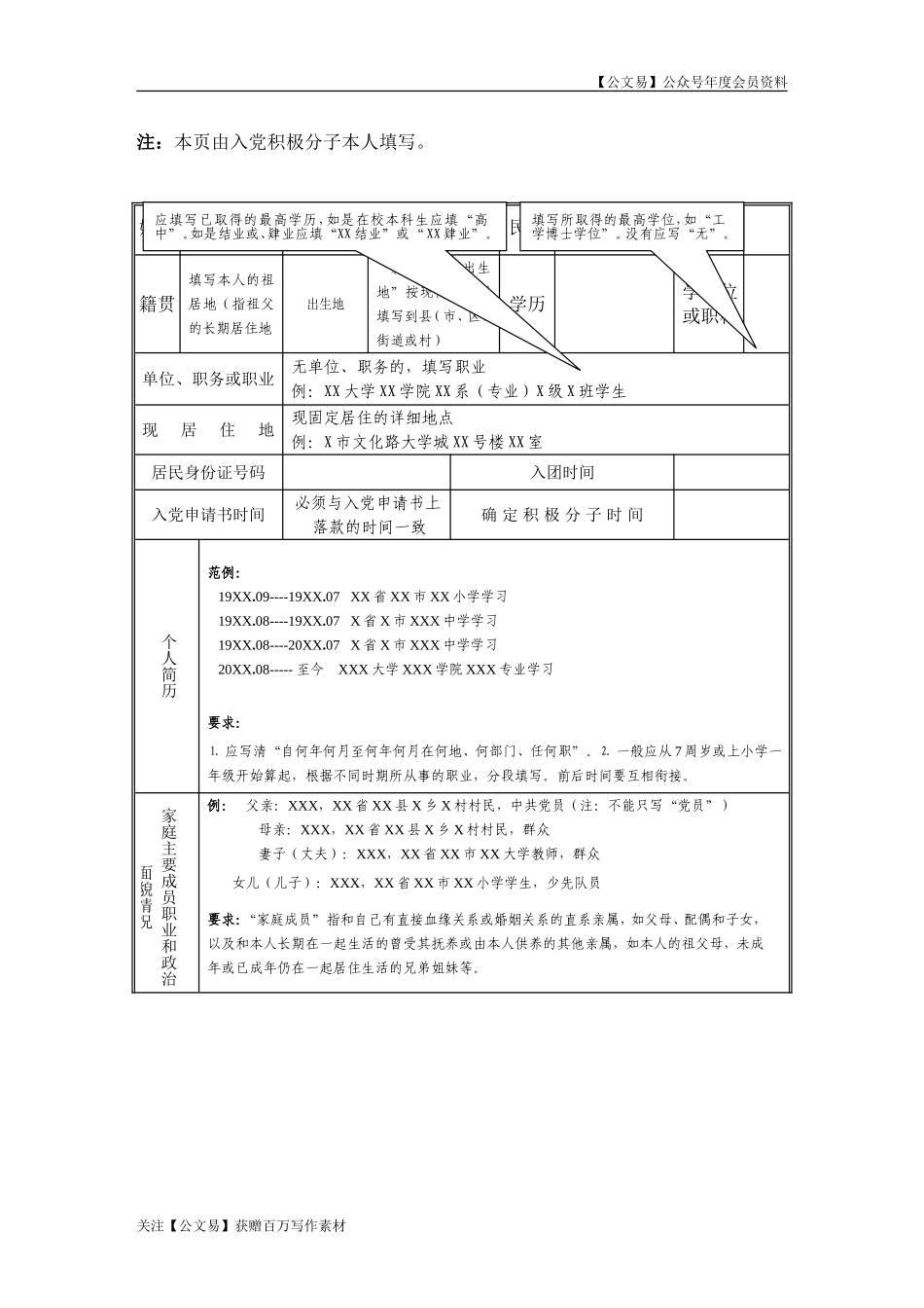 入党积极分子考察表填写范例_第2页