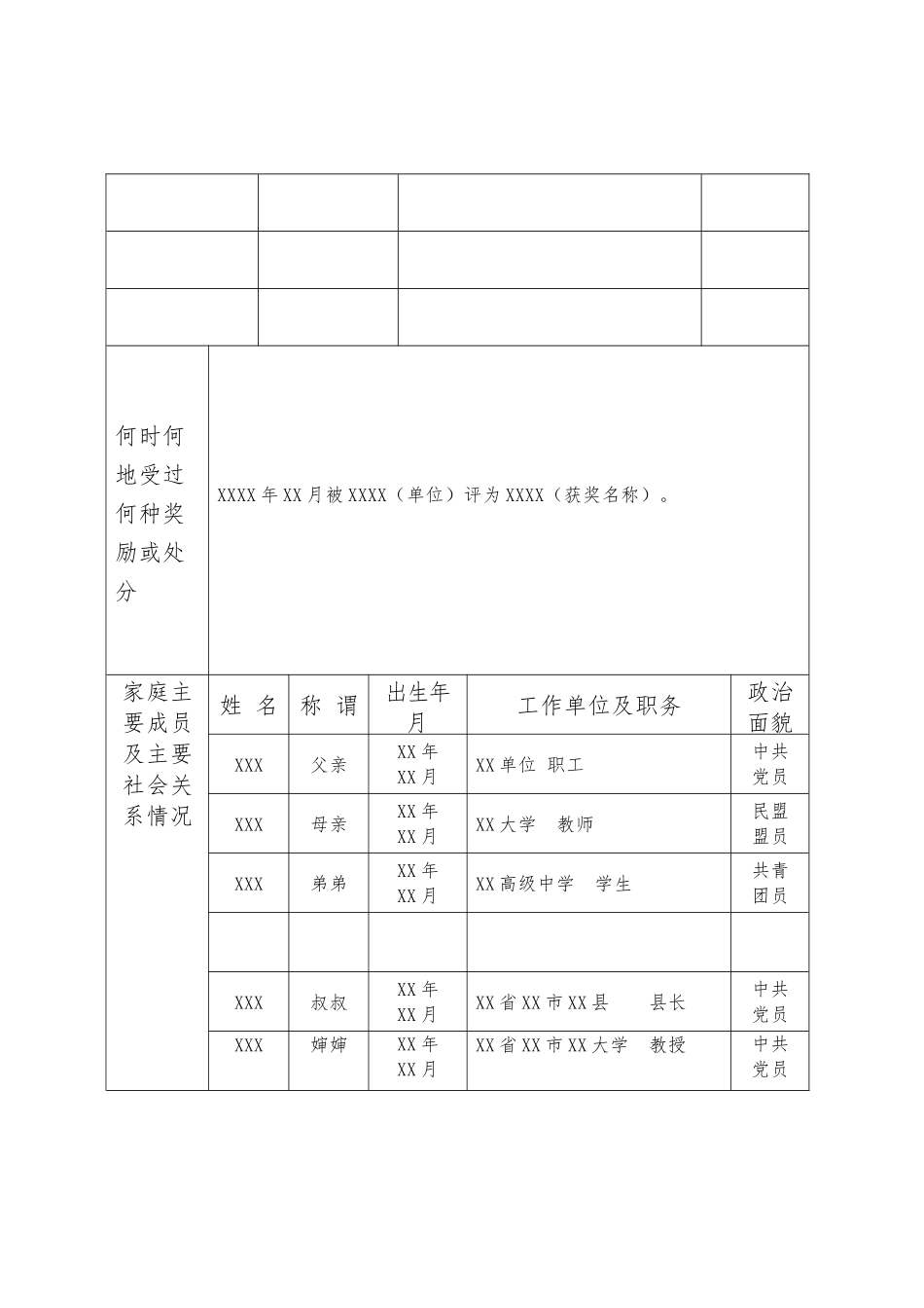 入党积极分子培养考察登记表_第2页