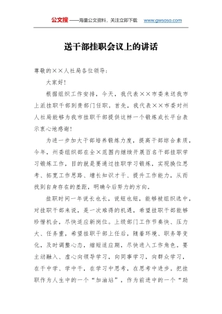 送干部挂职会议上的讲话（三）