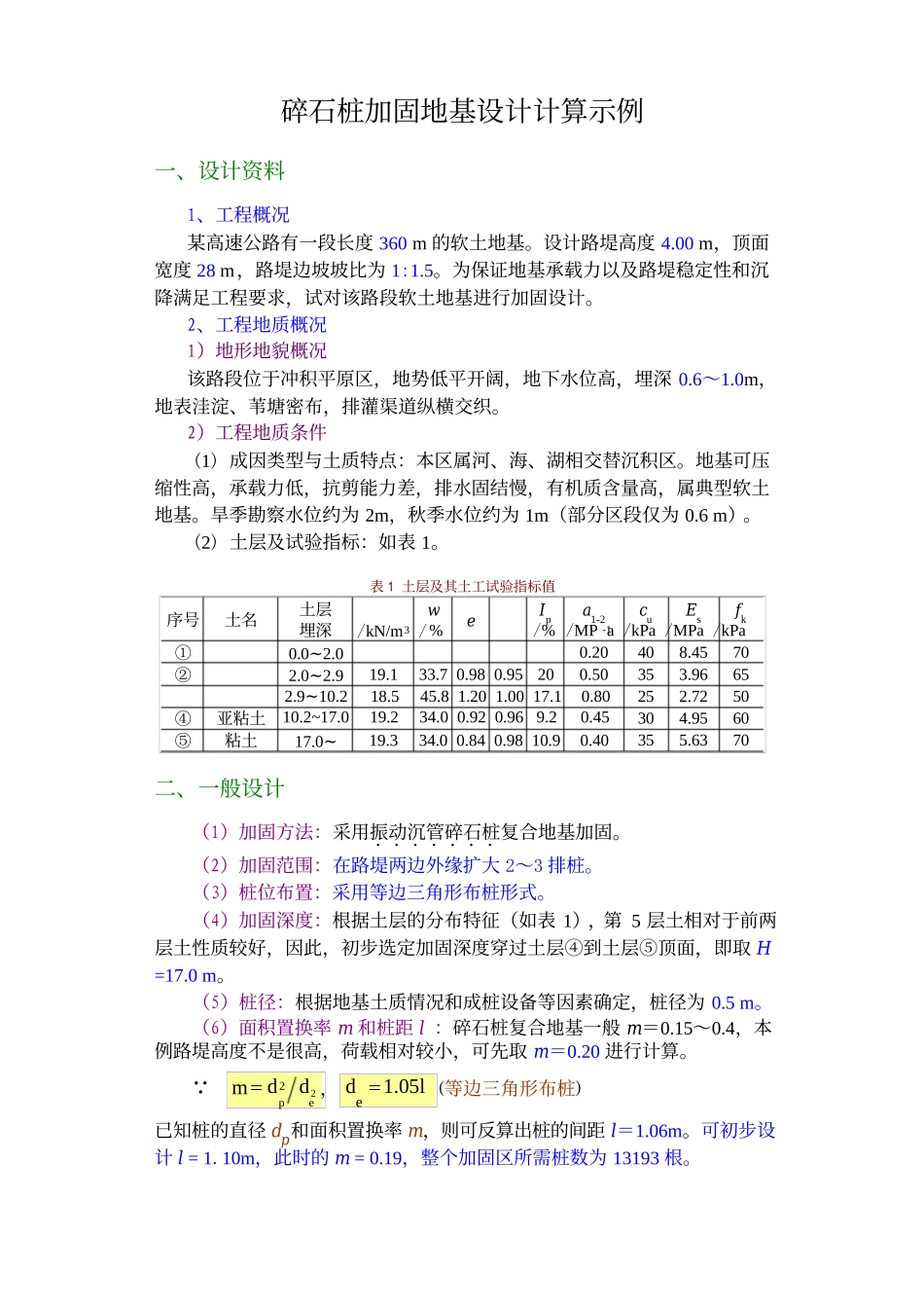碎石桩复合地基算例(参考)_第1页