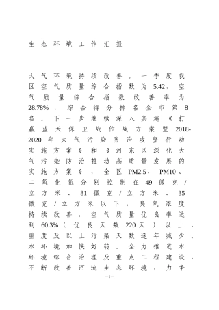 生态环境工作汇报
